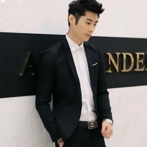 Men Suits Single Button Blazers Solid Long Sleeve Blazer Turn Down Collar Business Spliced Summer Slim Fit Pockets 2025