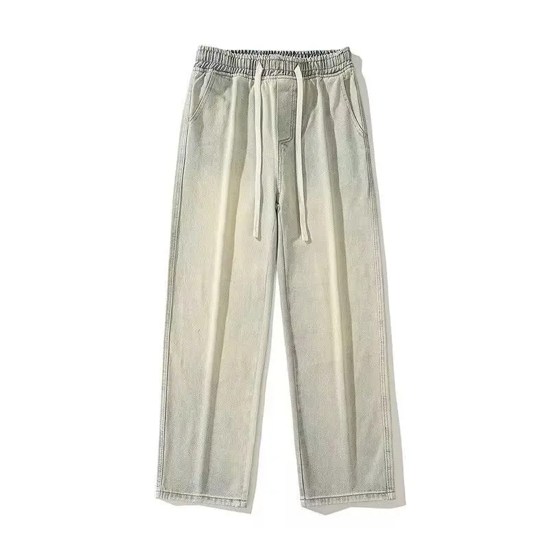 American Retro Mud Color Jeans Loose Straight Leg High Street Casual Workwear Long Trousers for Men Spring Autumn - Image 2